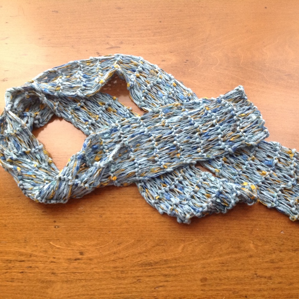 HANDMADE BLUE AND GOLD SCARF